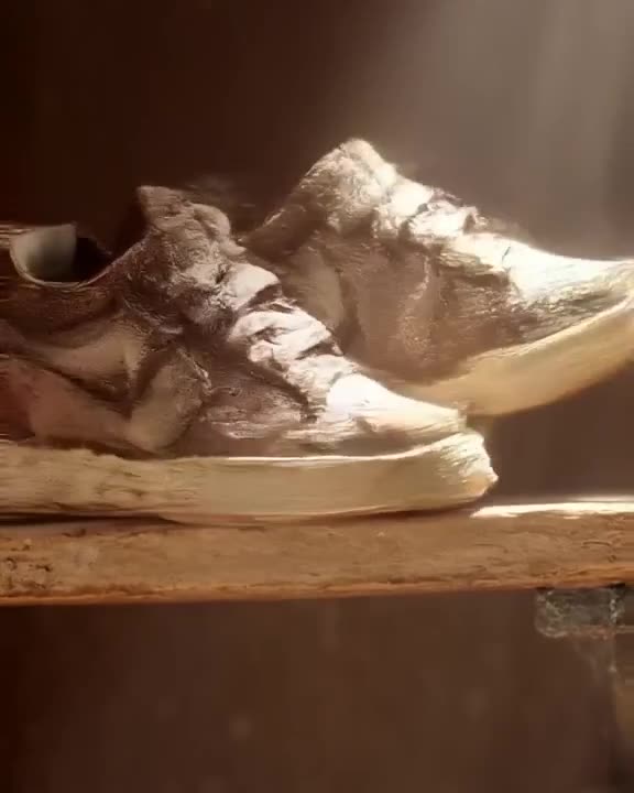 A pair of sneakers on a shelf hop off the edge, landing in perfect sync with a drum kick.…