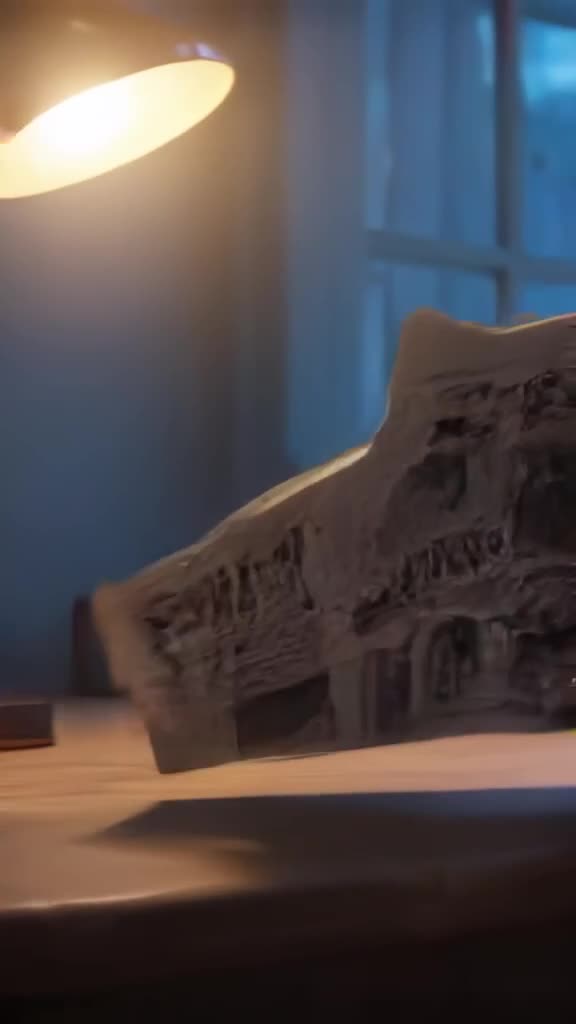 A robotic arm picks up a crumpled newspaper. It smooths it out on a desk. Camera pans acr…