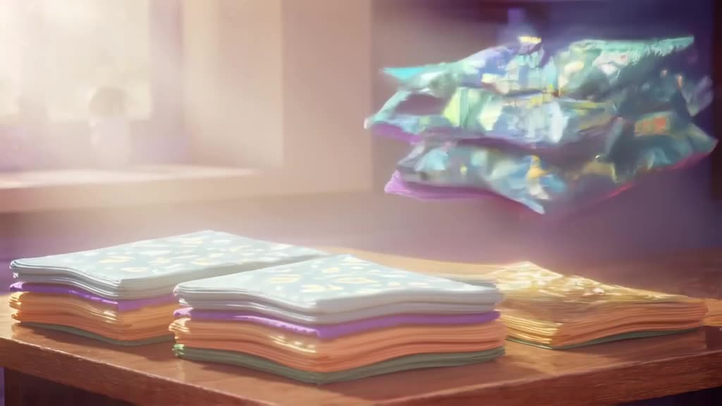 A pile of laundry folds itself instantly in mid-air. Each shirt slides into a perfect sta…