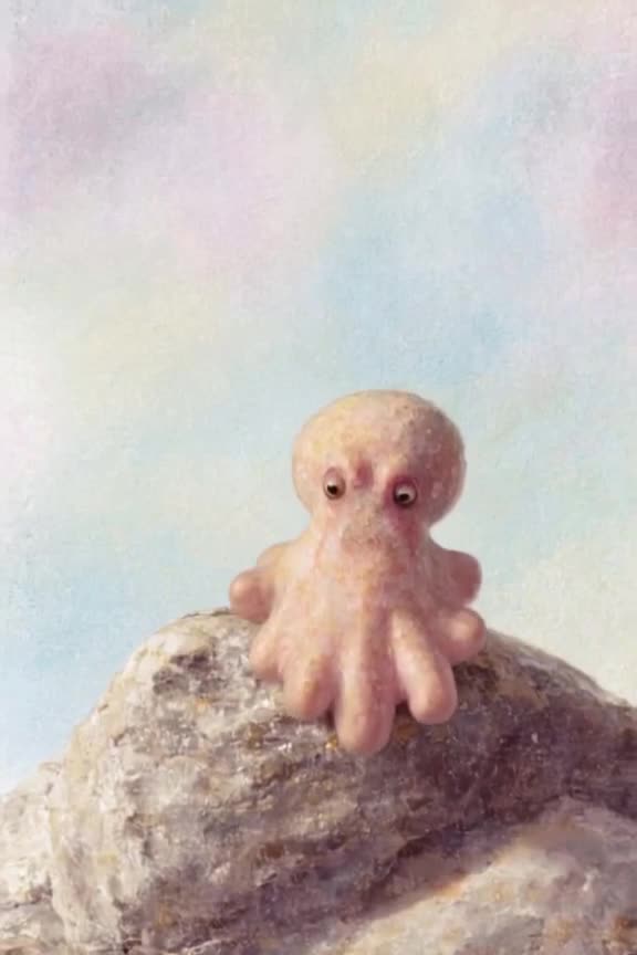 An octopus rests on a rock, blending in perfectly. It suddenly unfolds eight arms, each h…