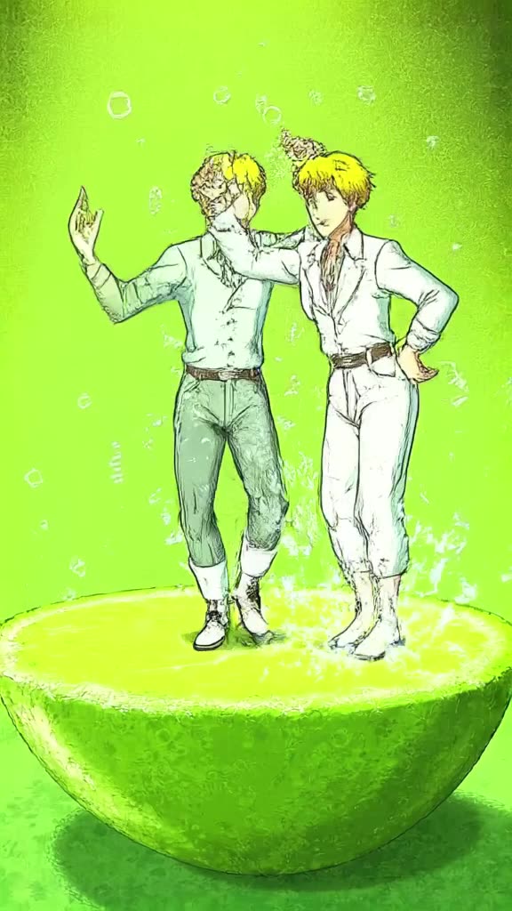 A miniature couple dances on a slice of lime, squeezing juice onto their shoes. The juice…