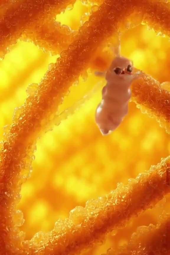 POV: A sperm navigating through a maze of cervical mucus strands. Each strand snaps back …
