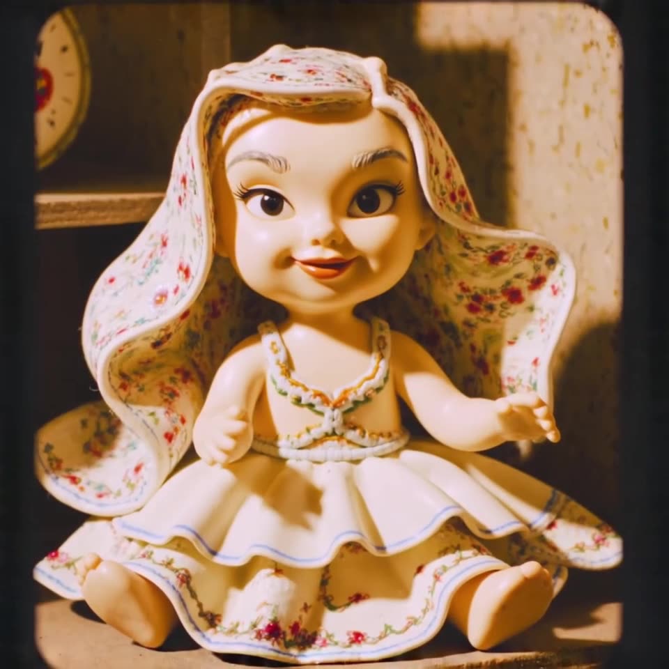 A beautiful porcelain doll sits on a shelf. It winks, then its face cracks open to reveal…