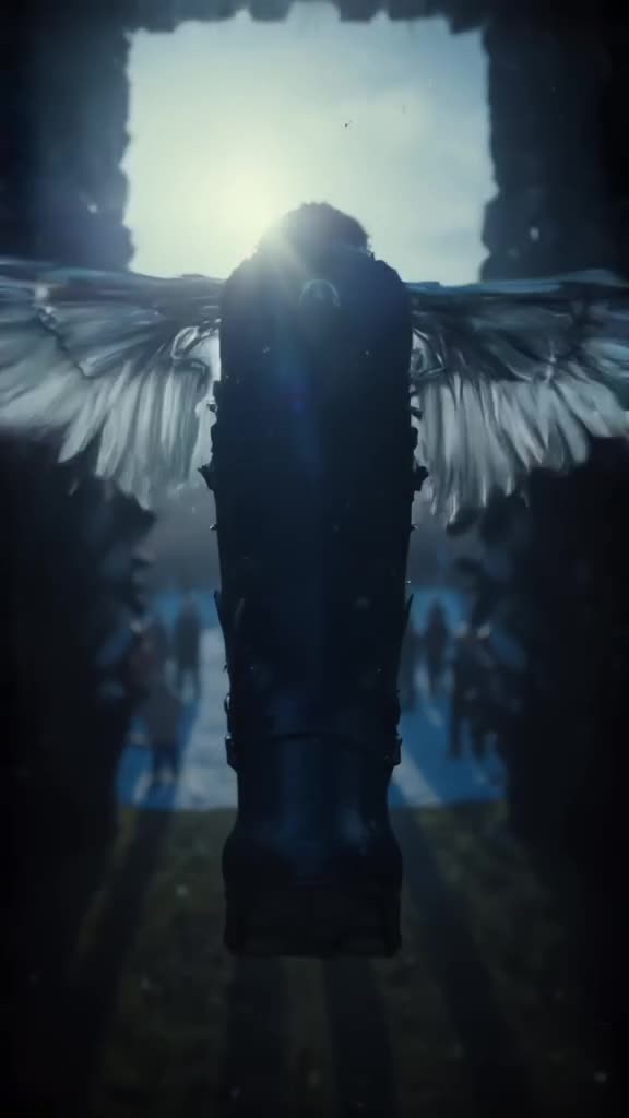A sleek black ski boot stands alone, then sprouts metallic wings and flies over a crowd o…