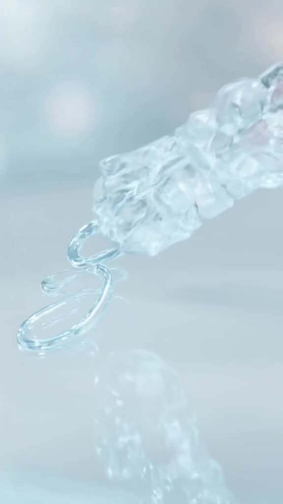 A 3D rendered brush made of crystal writes a single elegant stroke on a glass surface. As…