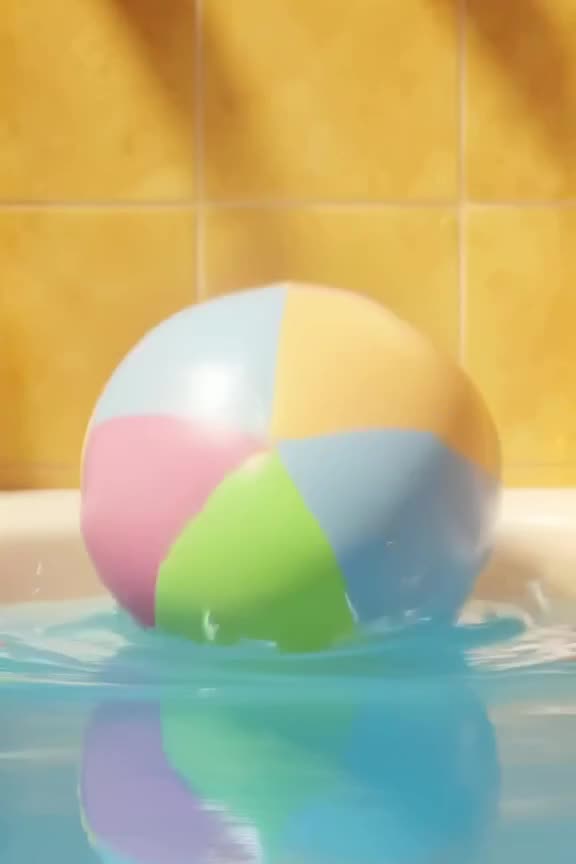 A rubber duck in a bathtub expands to the size of a beach ball with a loud 'crack' pop, t…