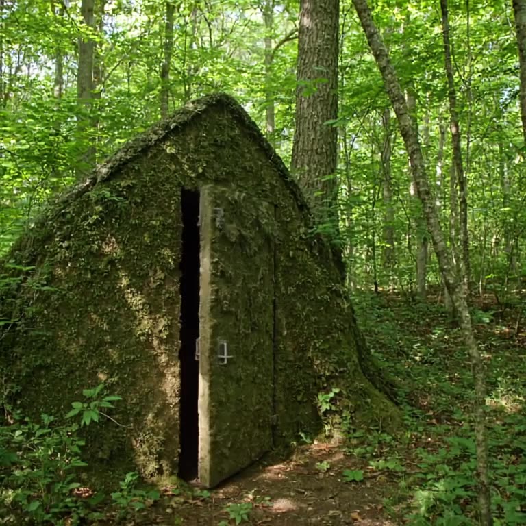 A pixel explorer finds a hidden door in a forest. He opens it, and a tide of pixelated bu…