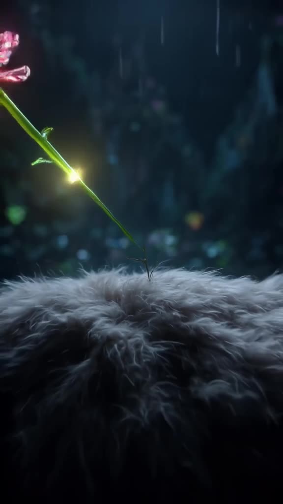 A needle pierces a cushion, and the thread morphs into a glowing vine. The vine grows rap…