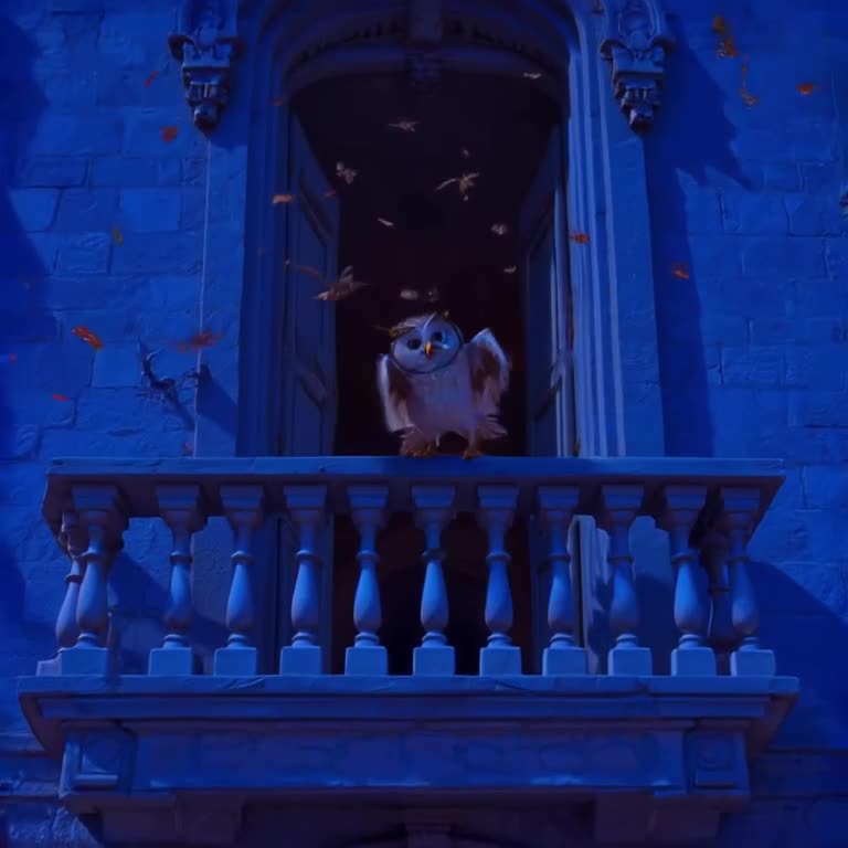 A mechanical owl with clockwork wings performs a dramatic jazz hand routine on a Parisian…