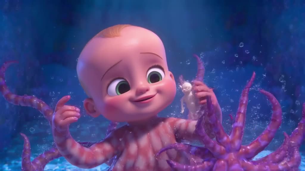 A baby octopus in a tank uses its tentacles to style a tiny mannequin head. Bubbles rise …