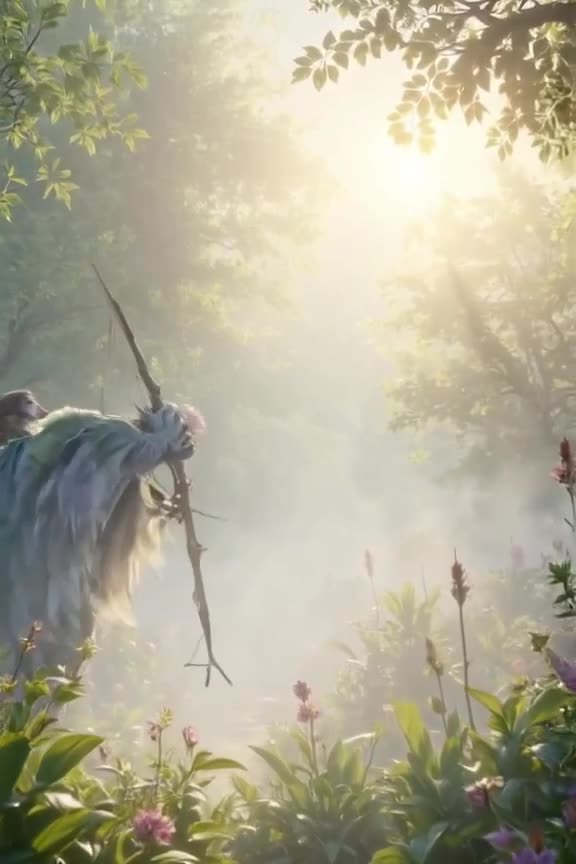 A zombie archer aims at a target but shoots an arrow that turns into a flower mid-flight.…
