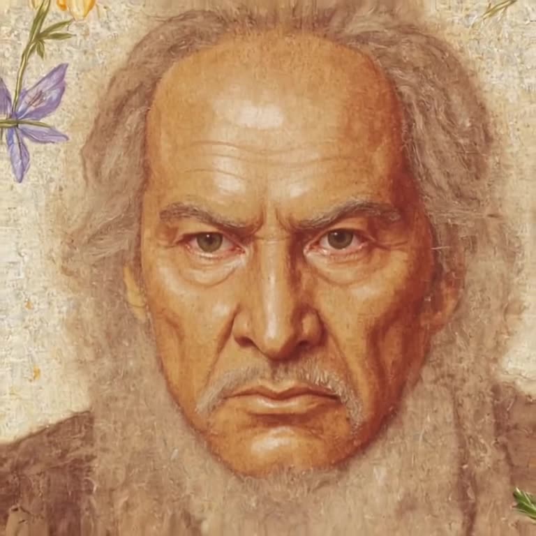 A dusty portrait of a stern ancestor blinks. The frame fills with blooming flowers and bu…