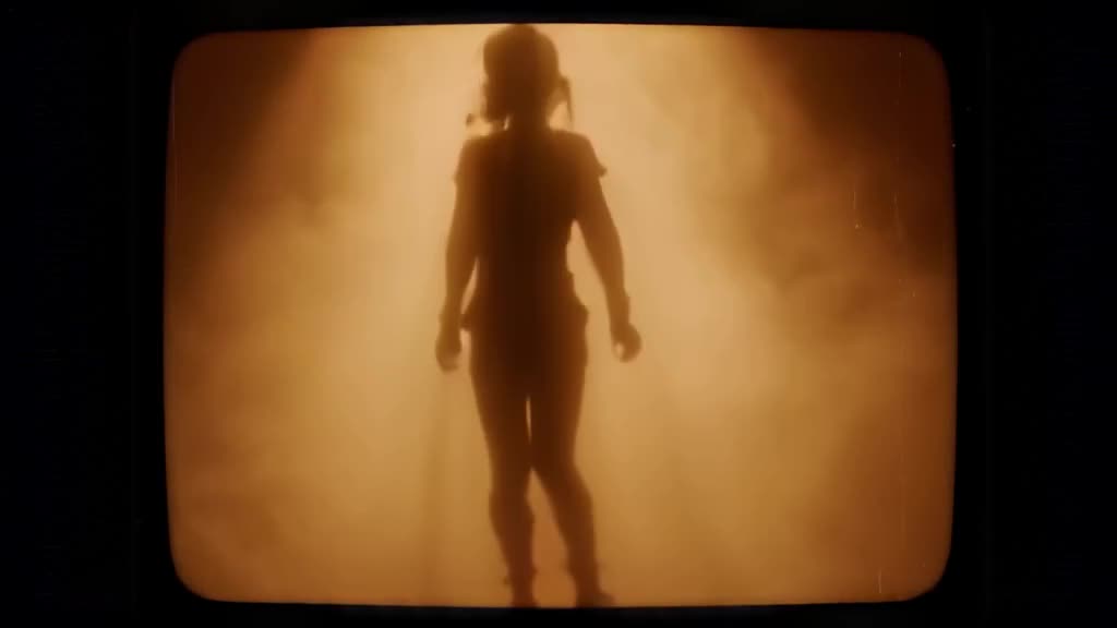 A vintage film projector beam illuminates dust motes that form a dancing silhouette. The …