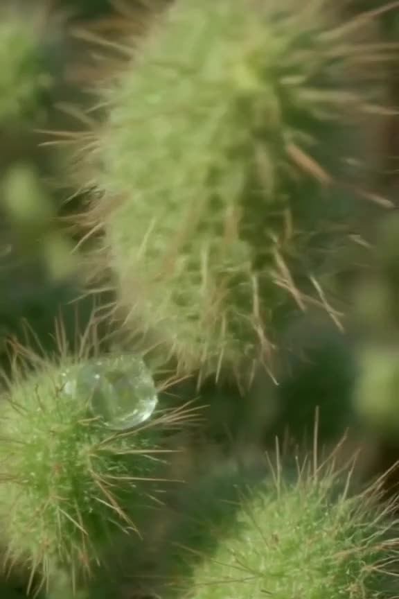 A cactus needle detaches and flies through the air in extreme slow motion. It lands on a …