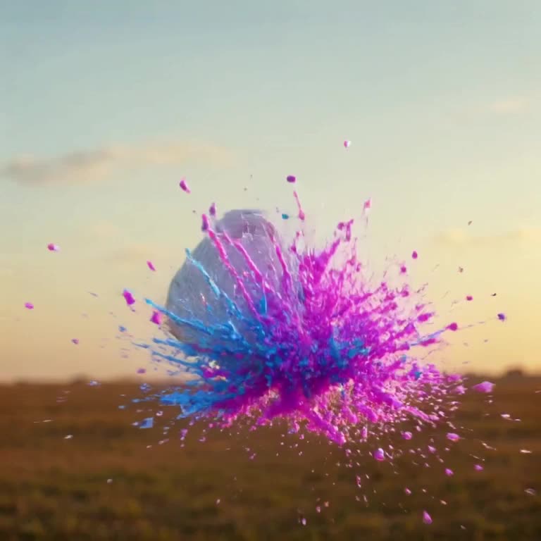 A hyper-detailed white sneaker floats in mid-air, suddenly exploding into a shower of neo…