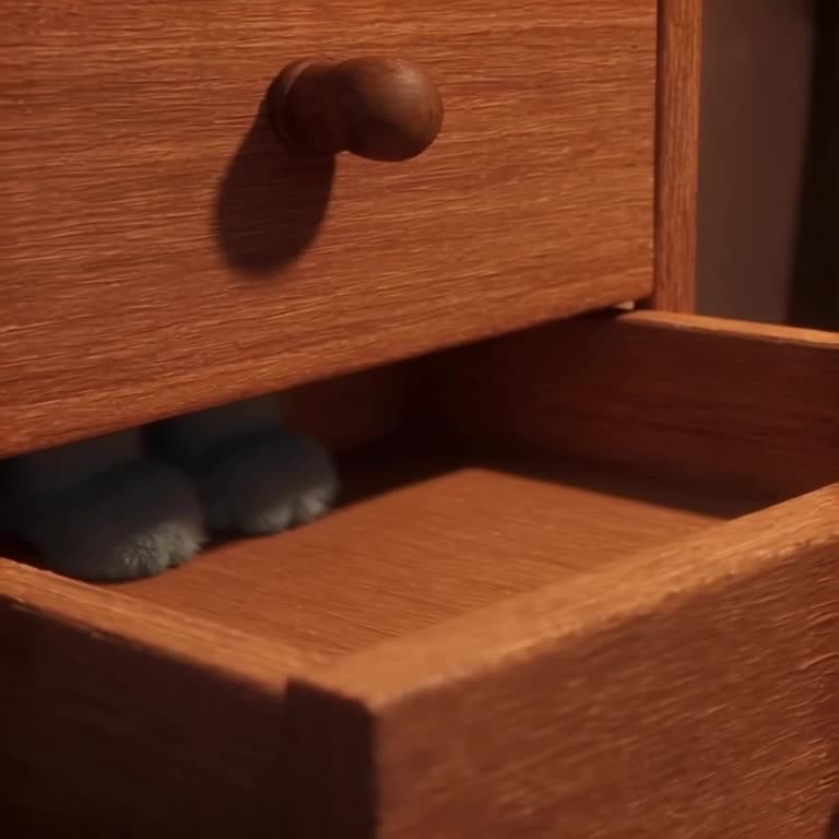 A pair of socks in a drawer hop out like bunnies, ears flopping, with a soft 'thump-thump…
