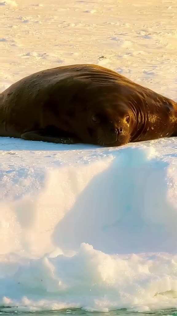 A walrus naps on an iceberg that slowly transforms into a giant slice of watermelon. The …