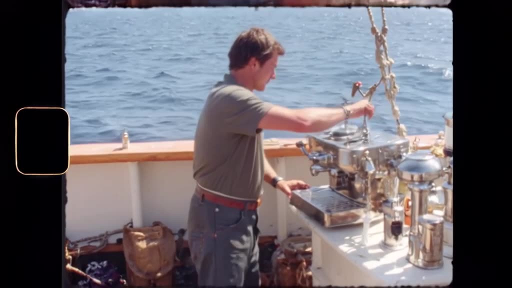 Odysseus stands on his ship, holding a modern espresso machine. He pulls a lever, and hot…