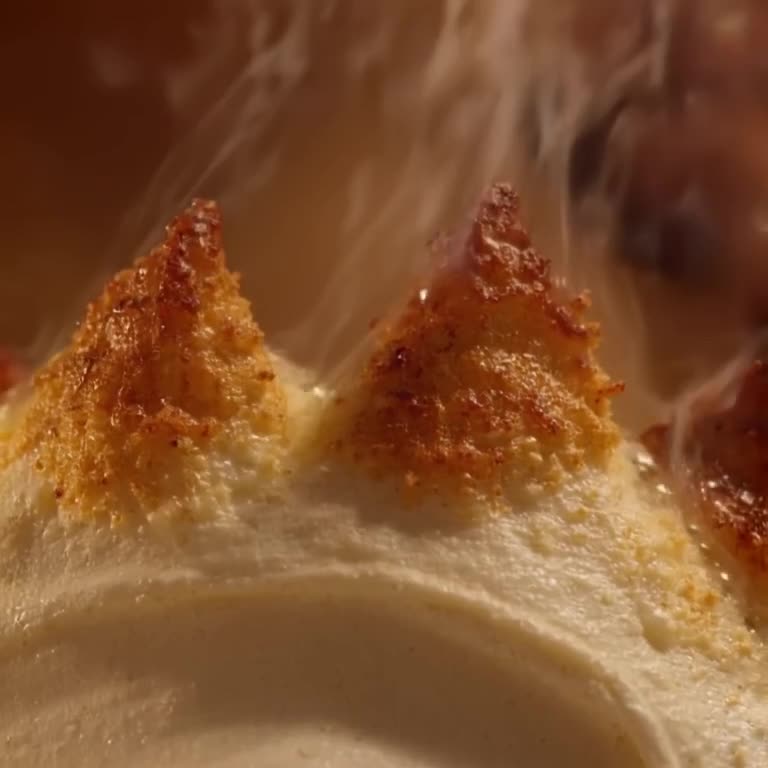 A sneaker made of meringue is torched, turning the tips into crispy brown peaks. Smoke ri…