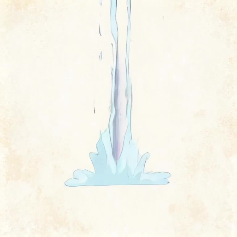 Watercolor texture: A water-hero forms a perfect castle of waves, then a gentle breeze co…