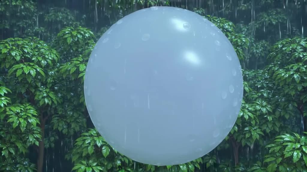 A giant, translucent bubblegum leaf stretches slowly in the wind. It pops with a loud, sa…