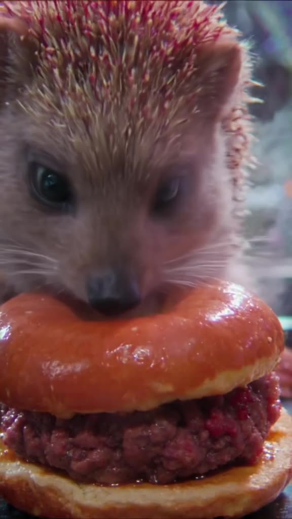 A hedgehog sniffs a bubbling meatball sub sandwich. Its nose twitches rapidly, then it di…